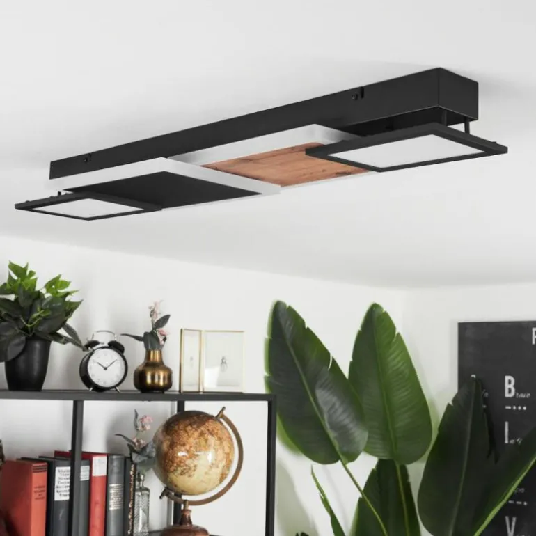 Plafonnier Sourbarie LED Brun, Couleur bois, Noir, 1 lumière