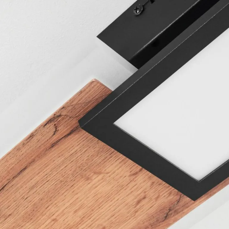 Plafonnier Sourbarie LED Brun, Couleur bois, Noir, 1 lumière