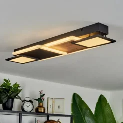 Plafonnier Sourbarie LED Brun, Couleur bois, Noir, 1 lumière