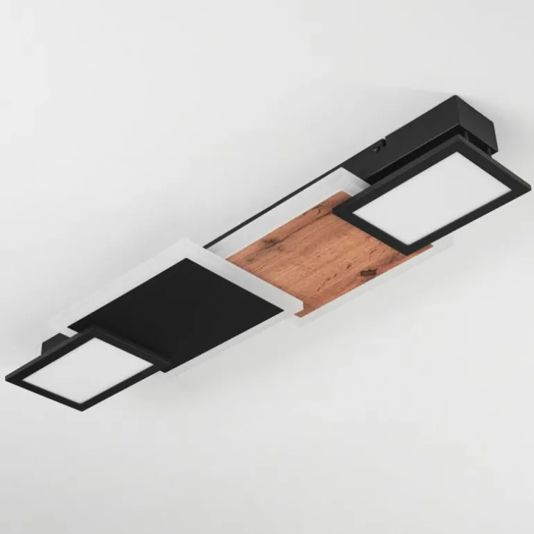 Plafonnier Sourbarie LED Brun, Couleur bois, Noir, 1 lumière