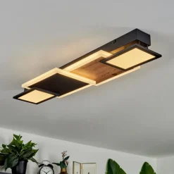 Plafonnier Sourbarie LED Brun, Couleur bois, Noir, 1 lumière