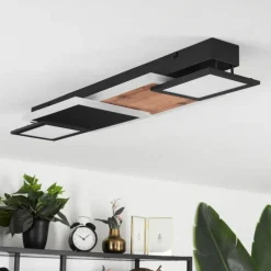 Plafonnier Sourbarie LED Brun, Couleur bois, Noir, 1 lumière