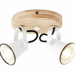 Plafonnier à spots Brilliant Seed Bois foncé, Blanc, 2 lumières