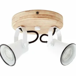 Plafonnier à spots Brilliant Seed Bois foncé, Blanc, 2 lumières