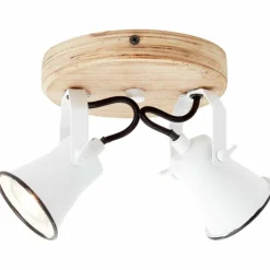 Plafonnier à spots Brilliant Seed Bois foncé, Blanc, 2 lumières