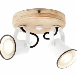 Plafonnier à spots Brilliant Seed Bois foncé, Blanc, 2 lumières