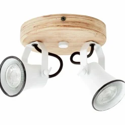 Plafonnier à spots Brilliant Seed Bois foncé, Blanc, 2 lumières