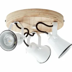 Plafonnier à spots Brilliant Seed Bois foncé, Blanc, 3 lumières