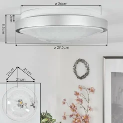 Plafonnier Subles LED Argenté, Blanc, 1 lumière, Détecteur de mouvement