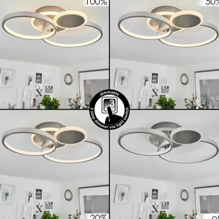 Plafonnier Tagsdorff LED Chrome, Nickel mat, 1 lumière