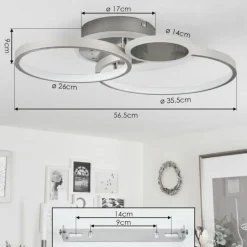 Plafonnier Tagsdorff LED Chrome, Nickel mat, 1 lumière