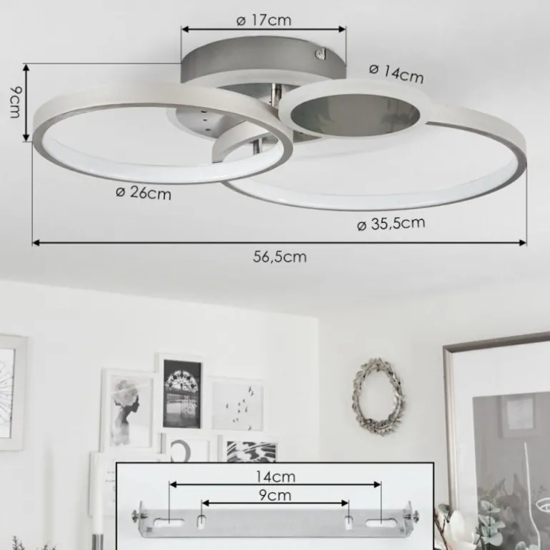 Plafonnier Tagsdorff LED Chrome, Nickel mat, 1 lumière