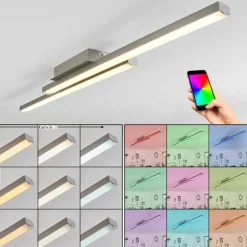 Plafonnier Tamizat LED Nickel mat, 2 lumières, Changeur de couleurs