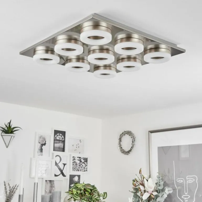 Plafonnier Thiernu LED Nickel mat, 1 lumière