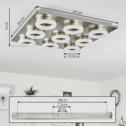Plafonnier Thiernu LED Nickel mat, 1 lumière