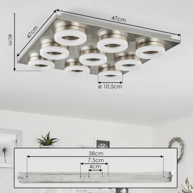 Plafonnier Thiernu LED Nickel mat, 1 lumière