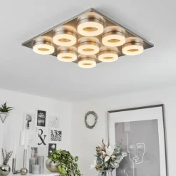 Plafonnier Thiernu LED Nickel mat, 1 lumière