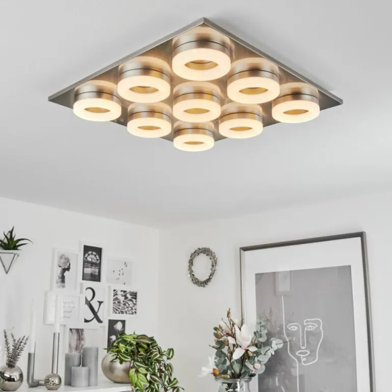 Plafonnier Thiernu LED Nickel mat, 1 lumière