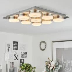Plafonnier Thiernu LED Nickel mat, 1 lumière