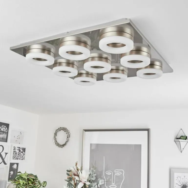 Plafonnier Thiernu LED Nickel mat, 1 lumière