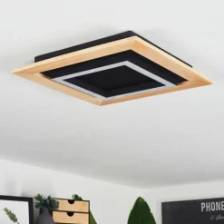 Plafonnier Tojeirinha LED Bois clair, Noir, 1 lumière, Télécommandes