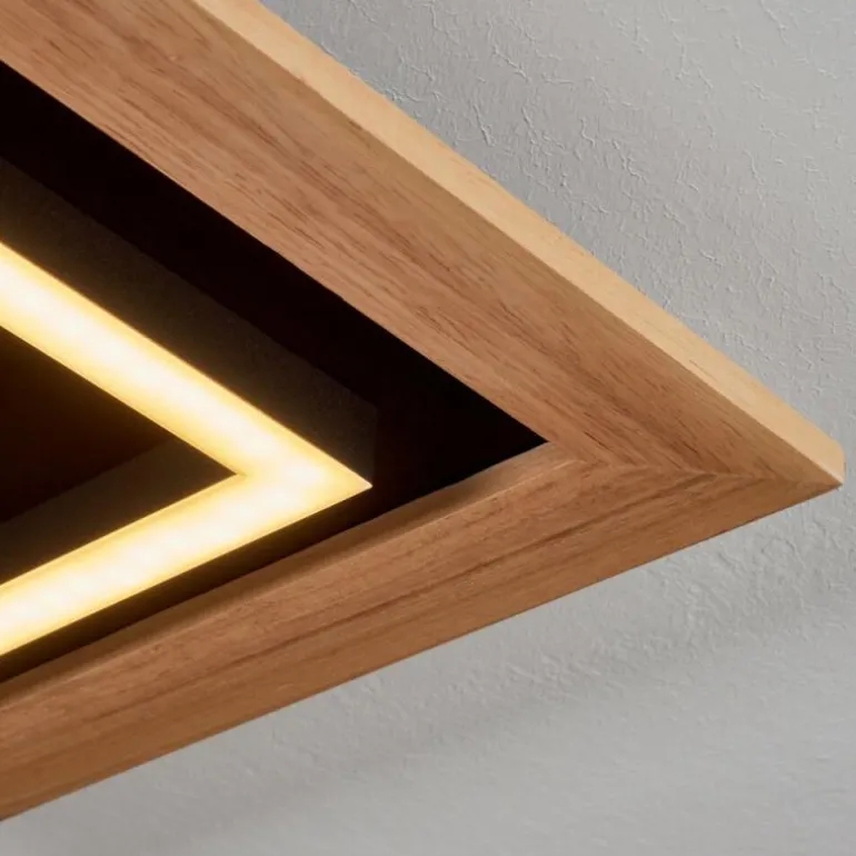 Plafonnier Tojeirinha LED Bois clair, Noir, 1 lumière, Télécommandes