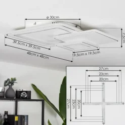 Plafonnier Tomazes LED Blanc, 1 lumière, Télécommandes