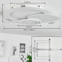 Plafonnier Tomazes LED Blanc, 1 lumière, Télécommandes