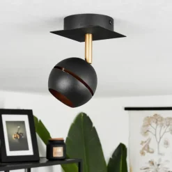 Plafonnier Tome LED Laiton, Noir, 1 lumière