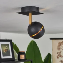 Plafonnier Tome LED Laiton, Noir, 1 lumière