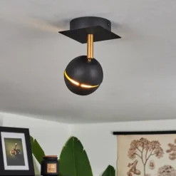 Plafonnier Tome LED Laiton, Noir, 1 lumière