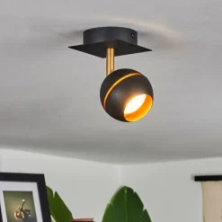 Plafonnier Tome LED Laiton, Noir, 1 lumière