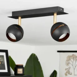 Plafonnier Tome LED Laiton, Noir, 2 lumières