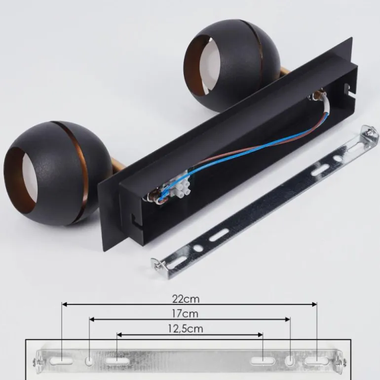 Plafonnier Tome LED Laiton, Noir, 2 lumières