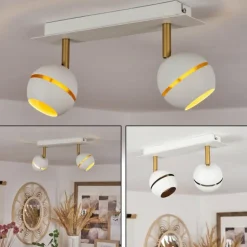 Plafonnier Tome LED Laiton, Blanc, 2 lumières