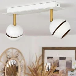 Plafonnier Tome LED Laiton, Blanc, 2 lumières