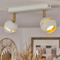 Plafonnier Tome LED Laiton, Blanc, 2 lumières