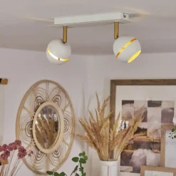 Plafonnier Tome LED Laiton, Blanc, 2 lumières