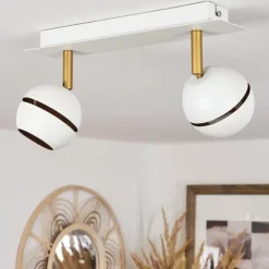 Plafonnier Tome LED Laiton, Blanc, 2 lumières