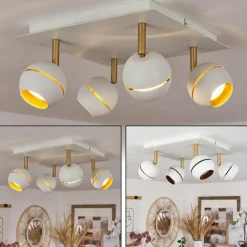 Plafonnier Tome LED Laiton, Blanc, 4 lumières