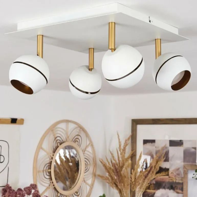 Plafonnier Tome LED Laiton, Blanc, 4 lumières