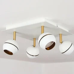 Plafonnier Tome LED Laiton, Blanc, 4 lumières