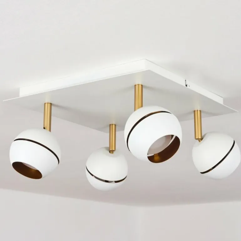 Plafonnier Tome LED Laiton, Blanc, 4 lumières