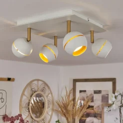 Plafonnier Tome LED Laiton, Blanc, 4 lumières