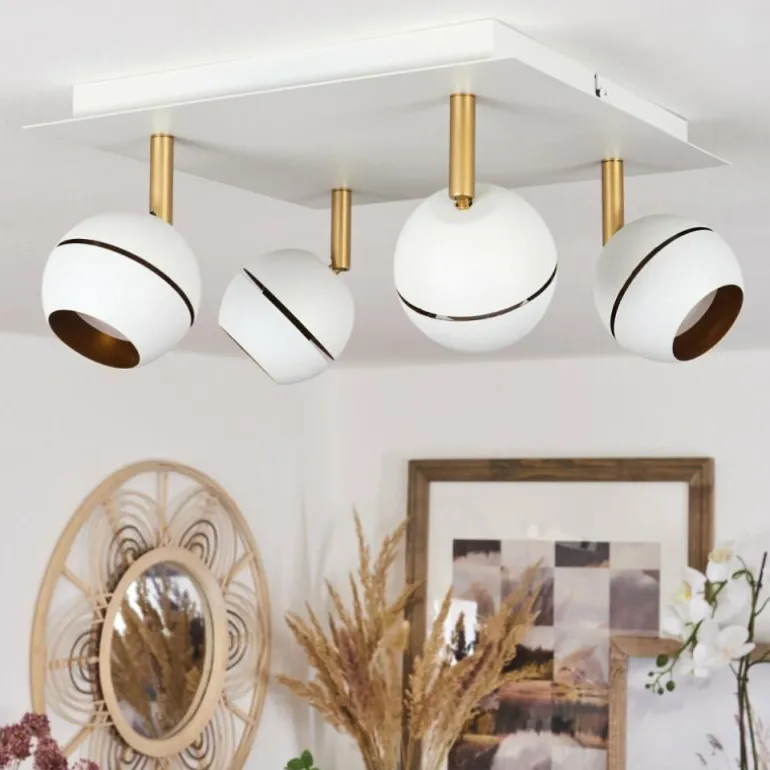 Plafonnier Tome LED Laiton, Blanc, 4 lumières