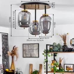 Plafonnier Verbania Laiton, 3 lumières