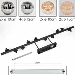 Plafonnier - Verre 10 cm, 12 cm, 15 cm Chehalis Ambre, Fumé, 10 lumières