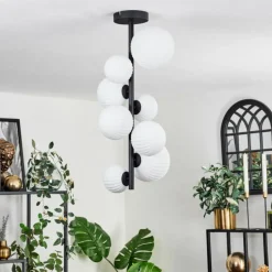 Plafonnier - Verre 10 cm, 12 cm, 15 cm Chehalis Blanc, 8 lumières