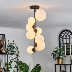 Plafonnier - Verre 10 cm, 12 cm, 15 cm Chehalis Blanc, 8 lumières