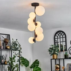 Plafonnier - Verre 10 cm, 12 cm, 15 cm Chehalis Blanc, 8 lumières